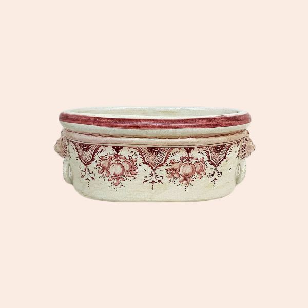 FR209D-52R VASCA OVALE PER FIORI, DECORO: FRUTTINA ROSA